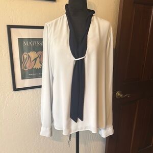 Tommy Hilfiger Blue and White Tie Front Blouse